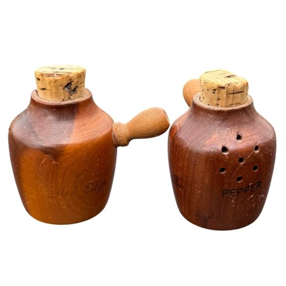 Unbranded Other - 🌲 Glen Elder KS Wooden Jug Salt & Pepper Shakers Vintage Souvenir Rustic